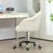 Image of a Cream Teddy Fleece Desk Chair With Wheels.