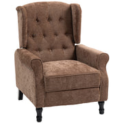 Reclining Vintage Armchair with Footrest for Lounge or Reading Comfort Brown