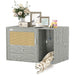 Grey Boho Style Cat Litter Box Enclosure with Rattan Door Scratching Mat and Toy Ball by PawHut