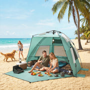 Pop Up Beach Tent for Quick Sun and Wind Protection with Mesh Windows Green Outsunny