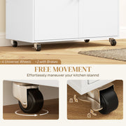 Rolling Kitchen Island Trolley with Drop Leaf Drawer and Storage Shelves White 106x42x87cm
