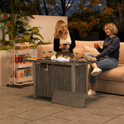 Dark Grey Gas Fire Pit Table 50000 BTU with Glass Screen and Cover for Garden by Outsunny