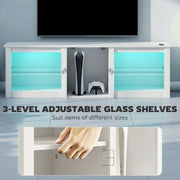 TV Unit with LED Lights and Flexible Storage for Organised Living Room Media White AOSOM