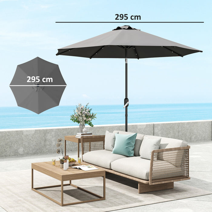 Grey 3m Replacement Parasol Canopy UPF 50 Plus with Top Vent Fits 8 Rib Frames by Outsunny