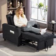 3 in 1 Convertible Sleeper Chair Sofa Bed Single Seat For Guest Room Or Lounge Black Homcom