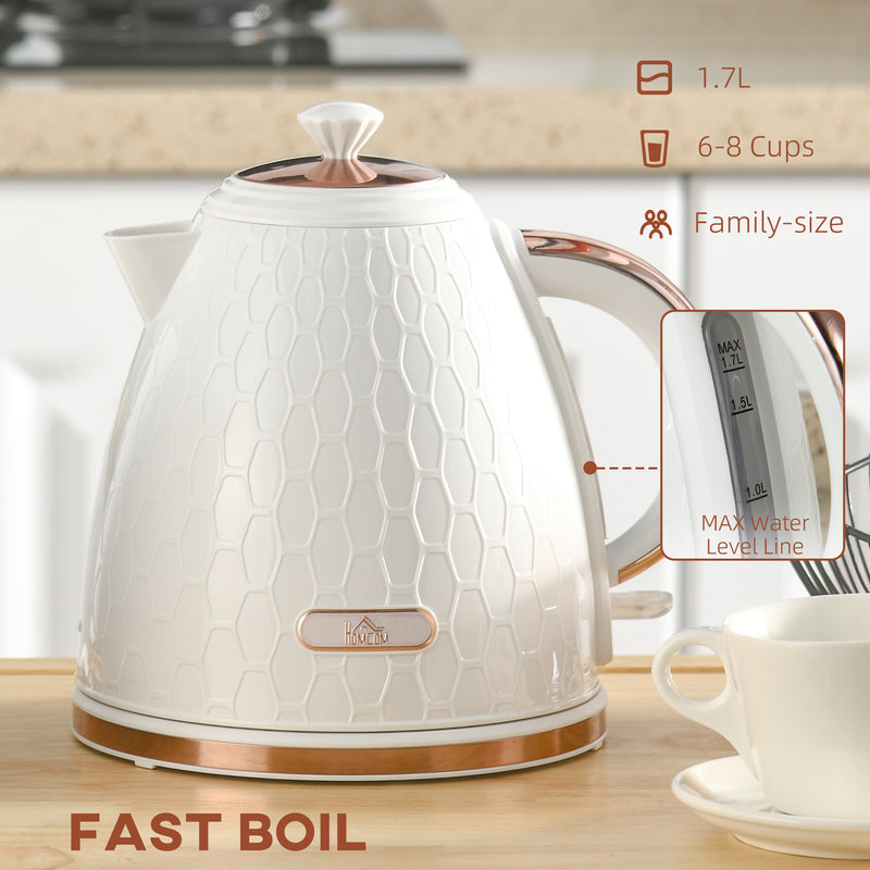 Cream 3kW Fast Boil Honeycomb Cordless  Kettle Fast Heating Lightweight Design by HOMCOM