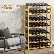 42 Bottle Wooden Wine Rack Freestanding Storage Organiser for Home Bar Natural Finish