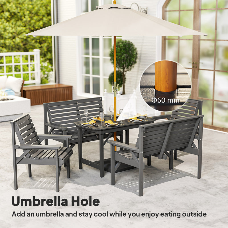 Wooden 6 Seater Garden Dining Set with Armchairs and Table for Patio Dining, Grey