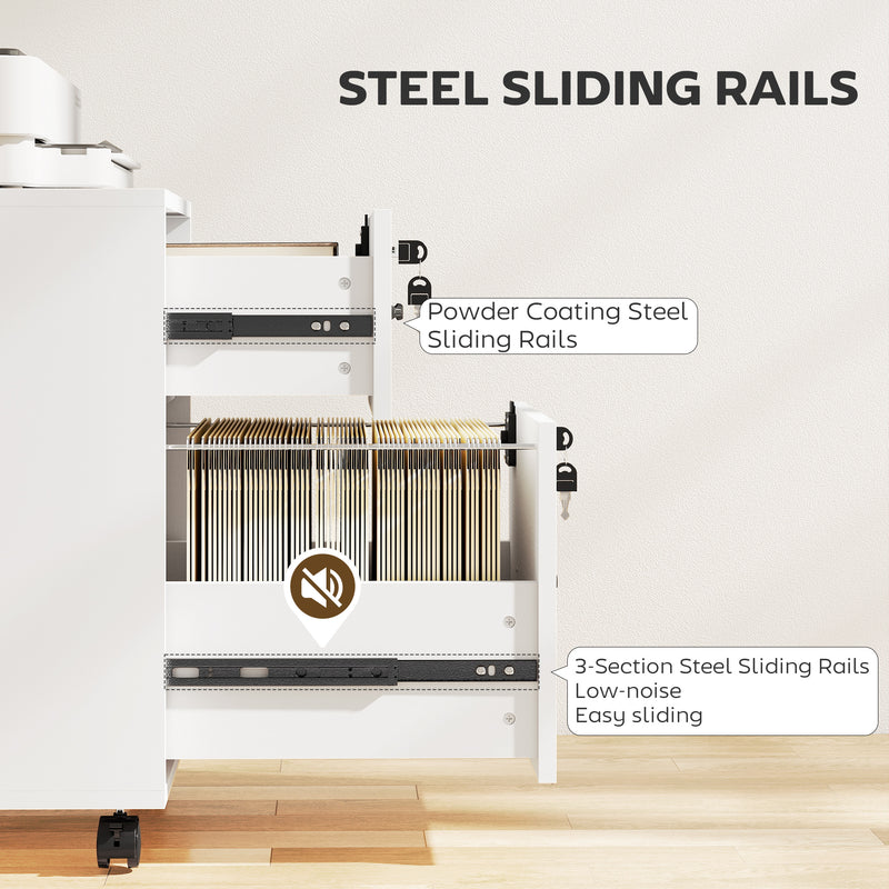 Mobile Office Filing Cabinet With 2 Drawers And Hanging Folder Storage For Home Office