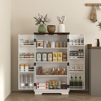 White Farmhouse Style Multi-Storage Cabinet with Shelves and Drawers by HOMCOM