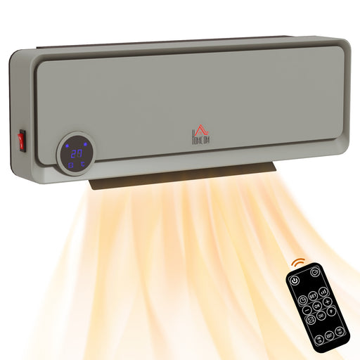 Wall Mounted Electric Heater with Timer and Remote Control for Home or Office Grey