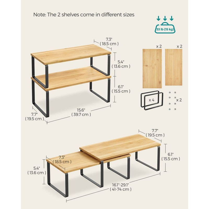 Set of 4 Cupboard Organiser Shelves by Songmics