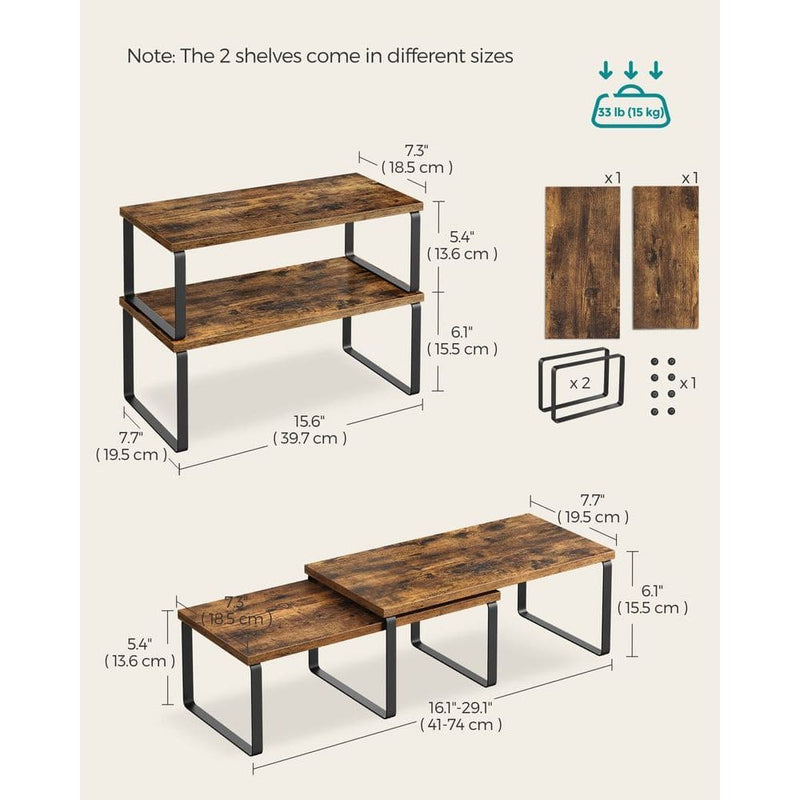 Set of 2 Cupboard Organiser Shelves