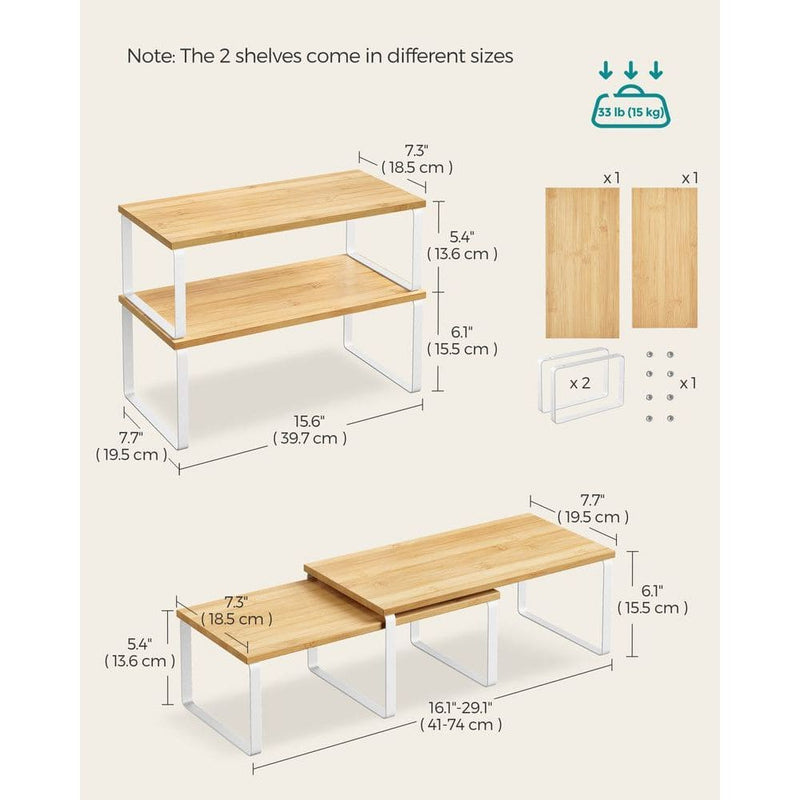 Set of 2 Cupboard Organiser Shelves