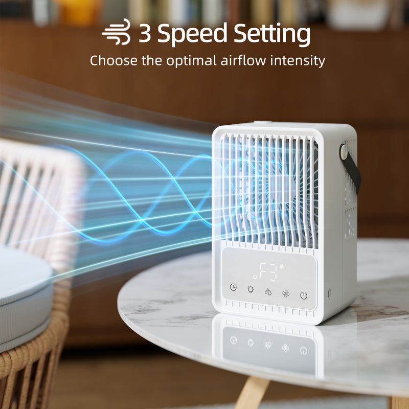 Desk Fan and Humidifier for Cool and Comfortable Home Office or Bedroom White AOSOM
