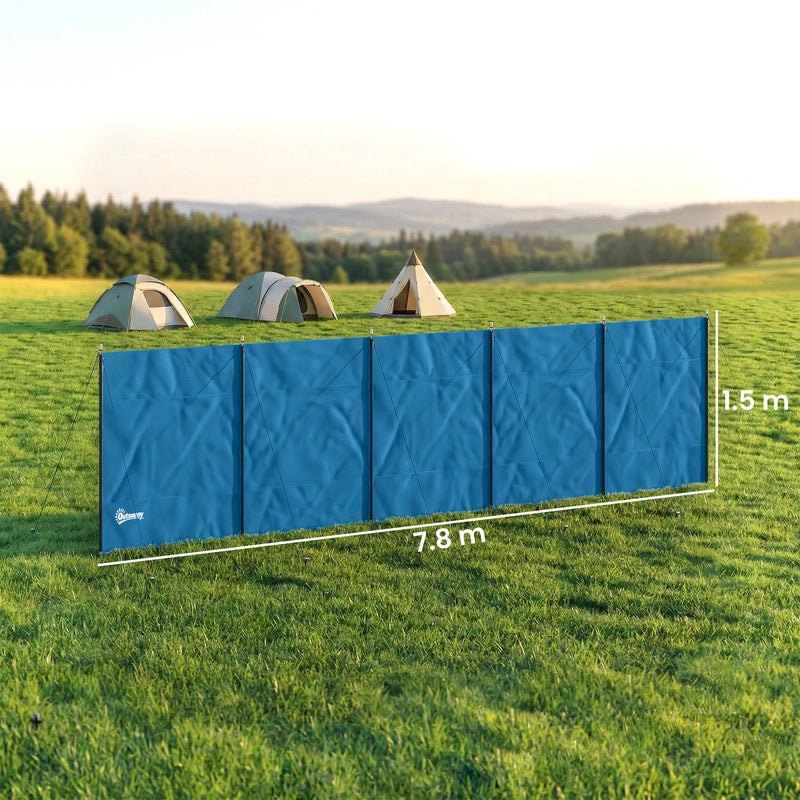 Outdoor Privacy Screen for Wind and Sun Protection with Carry Bag 7.8m Blue