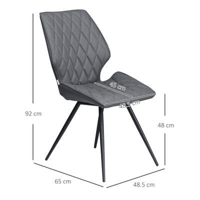 Set of 4 PU Leather Dining Chairs with Metal Legs for Kitchen or Dining Room Grey AOSOM
