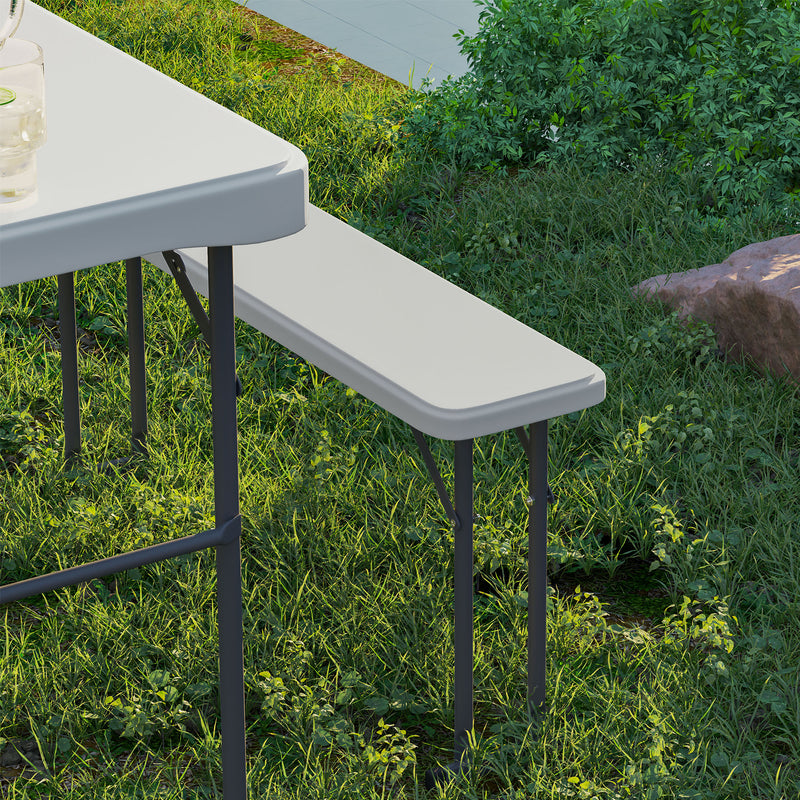 3 Piece Folding Picnic Table and Bench Set for Outdoor Dining and Camping White