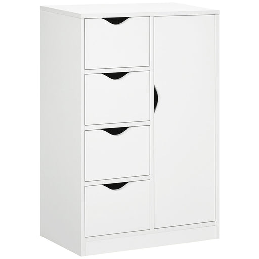 Freestanding Bathroom Storage Cabinet With Drawers And Cupboard For Home Organisation White