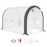 White 3x2m Walk In Tunnel Greenhouse Steel Frame by Outsunny