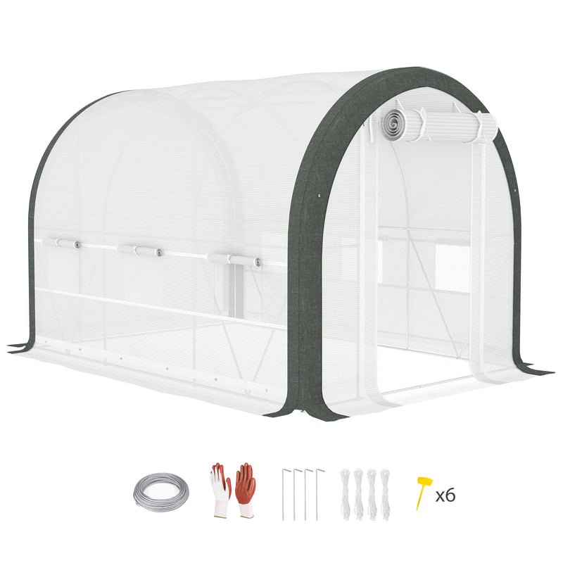 White 3x2m Walk In Tunnel Greenhouse Steel Frame by Outsunny