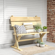 2 Seater Wooden Garden Bench Fir Wood Loveseat with Slatted Seat and Sloping Back by Outsunny