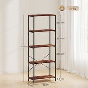 5 Tier Industrial Bookcase With Metal Frame For Home Or Office Storage Rustic Brown And Black