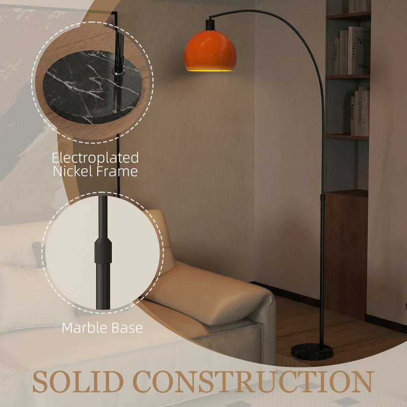 Floor Lamp with Curved Head for Cosy Living Room Lighting Black Orange Homcom