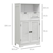 Three Part Bathroom Storage Cabinet With Shelf Drawers And Cupboard For Organisation White