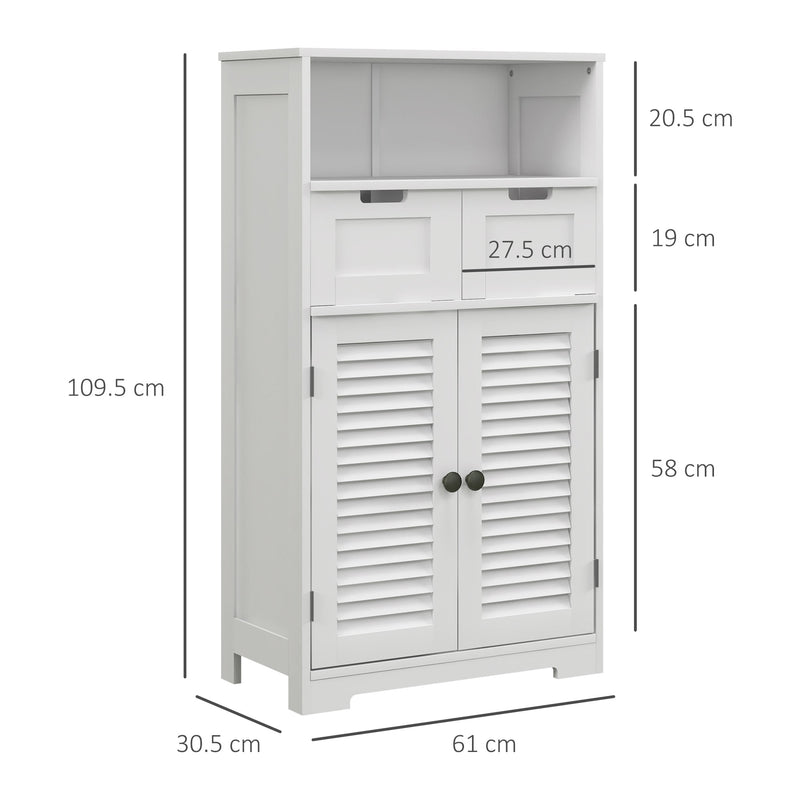 Three Part Bathroom Storage Cabinet With Shelf Drawers And Cupboard For Organisation White