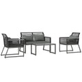 4 Seater Rattan Garden Furniture Set in Charcoal Grey by Outsunny