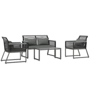 4 Seater Rattan Garden Furniture Set in Charcoal Grey by Outsunny