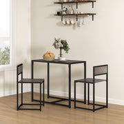 Grey Dining Table and 2 Chairs Space-Saving Steel Frame by HOMCOM
