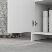 Under Sink Bathroom Cabinet With Shelf and Double Doors Freestanding Design, White