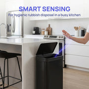 Sensor Kitchen Bin 40L Touch Free Motion Sensor Lid for Hygienic Waste Disposal Black Homcom
