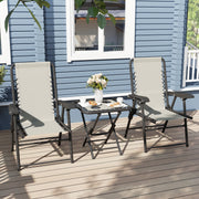 3 Piece Garden Bistro Set For Balcony Or Patio With Foldable Table and Chairs, Cream White Outsunny