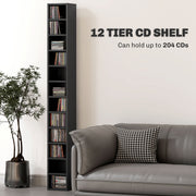 Tall Black CD Storage Tower Holds 204 Discs Slim Media Shelf Unit by HOMCOM