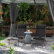 Set of 2 Black Folding Sun Loungers with Adjustable Recline and Pillows for Garden and Patio by Outsunny