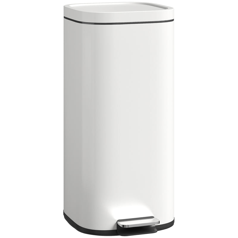 30L Pedal Bin with Soft Close Stay Open Lid and Removable Inner Bucket for Kitchen Cream