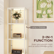 LED Floor Lamp with 4 Glass Shelves Dimmable Light Ideal for Living Room or Office Oak