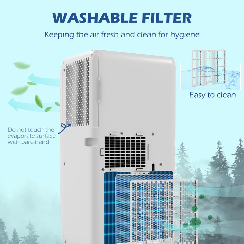 7000 BTU Portable Air Conditioner with Dehumidifier and Timer for Rooms up to 26m² White