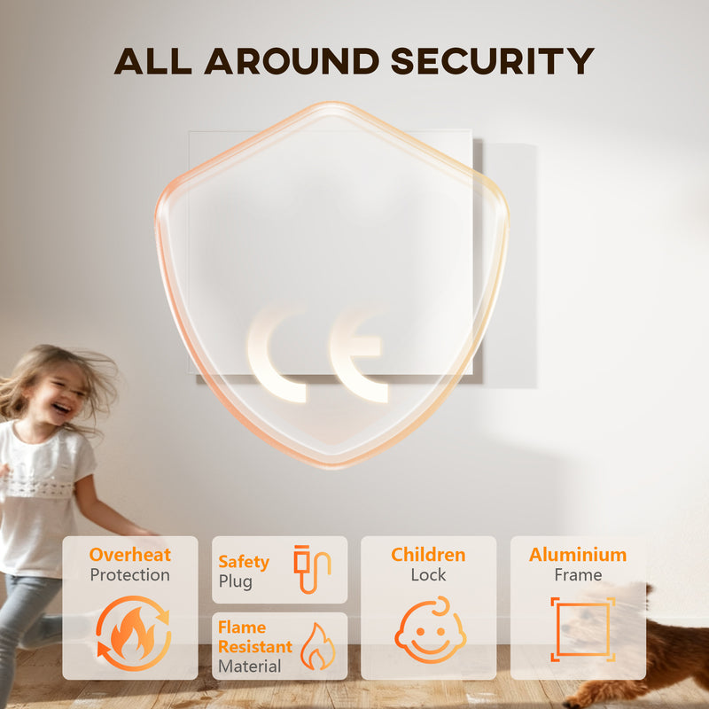 Wall Mounted Wifi Smart Electric Heater With Far Infrared Heating 400W, White