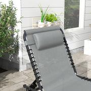 Light Grey Folding Sun Lounger with Four Recline Positions for Garden or Beach Use