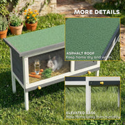 Wooden Outdoor Rabbit Hutch with Raised Base and Easy Clean Tray Grey White AOSOM