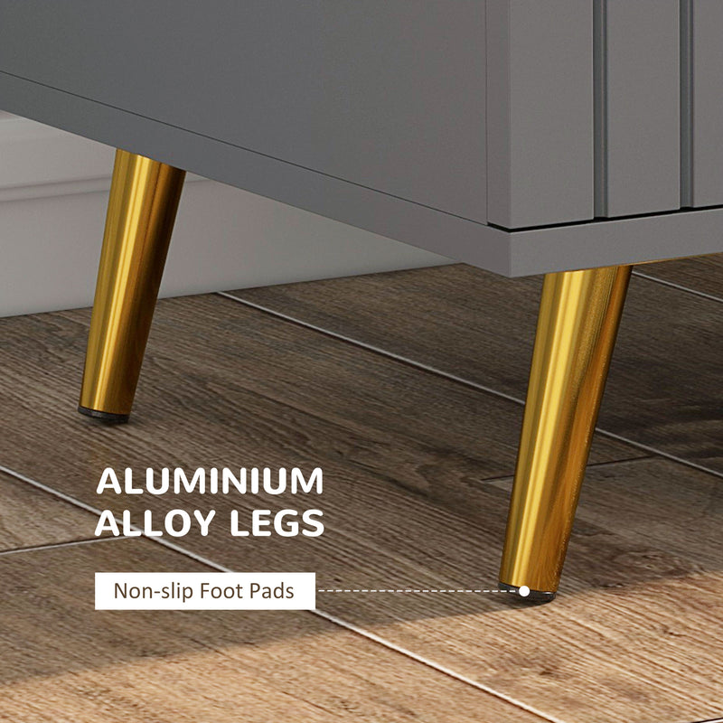 Four Drawer Bedroom Dresser with Embossed Lines Ideal for Storage Organisation Grey Gold