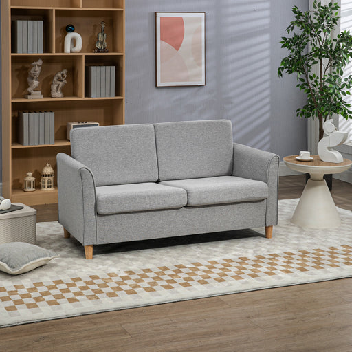 Modern 2 Seater Loveseat Sofa With Wooden Legs Ideal For Small Living Rooms Light Grey