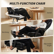 Office Chair with Reclining Back and Footrest for Comfortable Home Working Black AOSOM