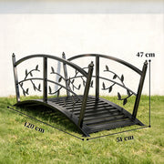 Metal Garden Bridge with Safety Railings for Crossing Streams or Flowerbeds Black Outsunny