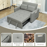Light Grey Velvet Feel Two Seater Sofa Bed with Cushioned Backrest by HOMCOM