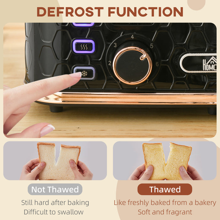 Black 4 Slice Toaster 1600W With 7 Browning Levels and Removable Crumb Tray by HOMCOM